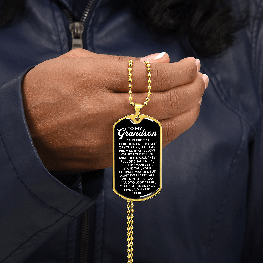To My Grandson – I Will Always Be There Dog Tag Necklace
