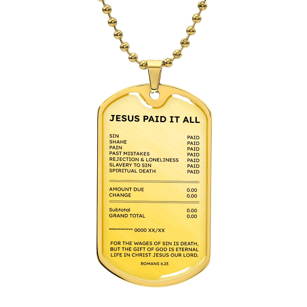Jesus Paid It All Dog Tag Necklace – Faith Gift