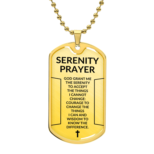 Serenity Prayer Dog Tag Necklace – Christian Faith Gift for Men