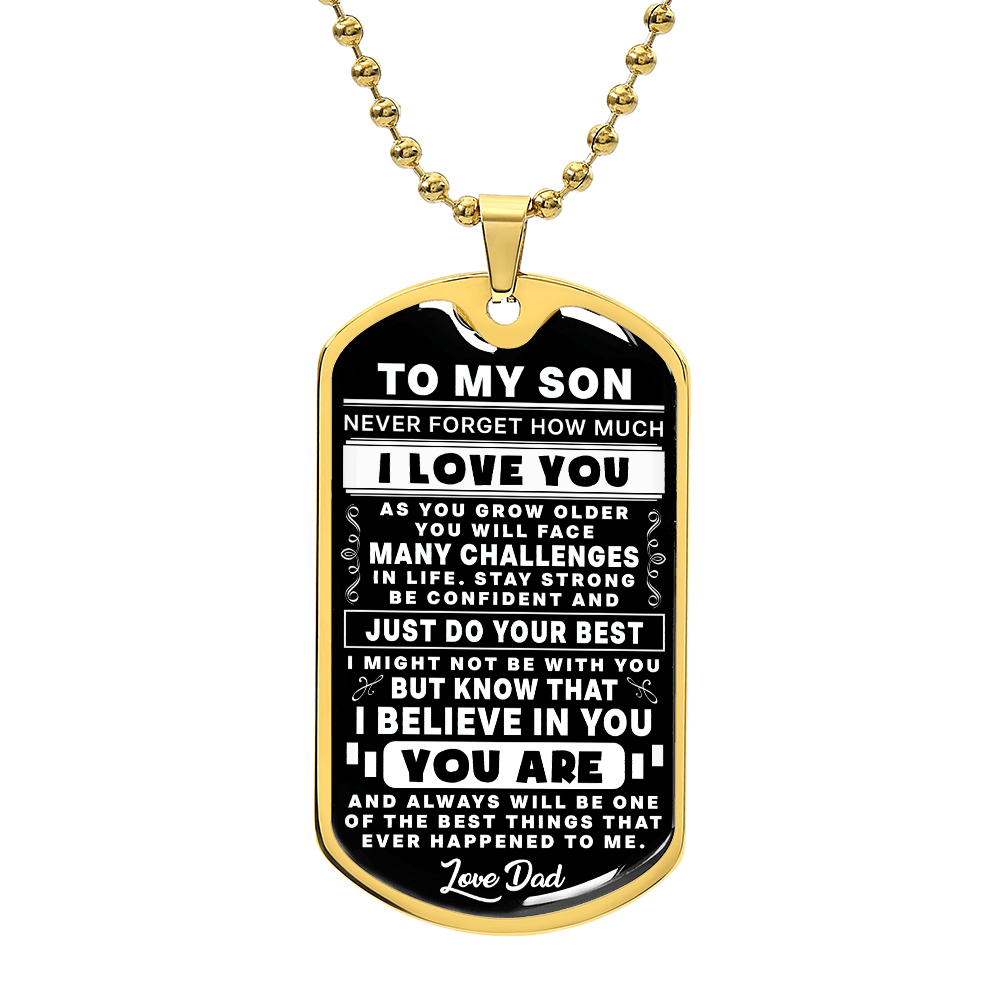 Dad to Son Dog Tag Necklace — Gift for Son