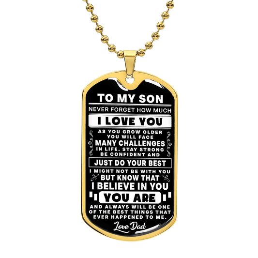 Dad to Son Dog Tag Necklace — Gift for Son
