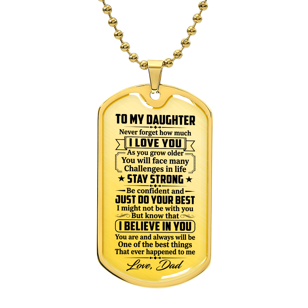 To My Daughter Dog Tag Necklace – Love Dad Gift