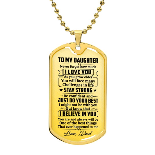 To My Daughter Dog Tag Necklace – Love Dad Gift