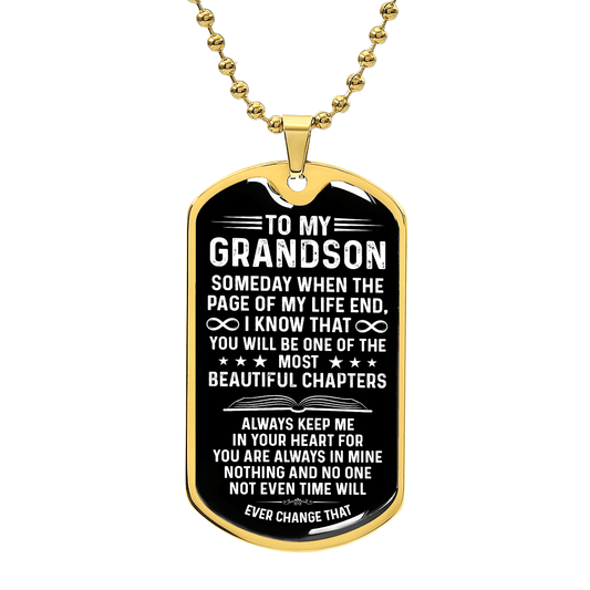 To My Grandson – One Of The Most Beautiful Chapters Dog Tag Necklace