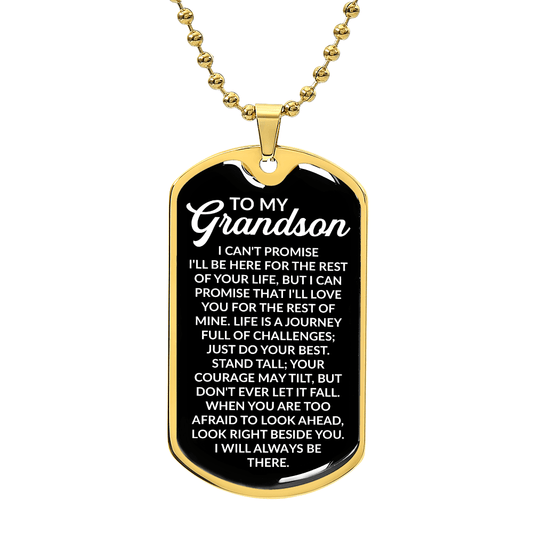 To My Grandson – I Will Always Be There Dog Tag Necklace