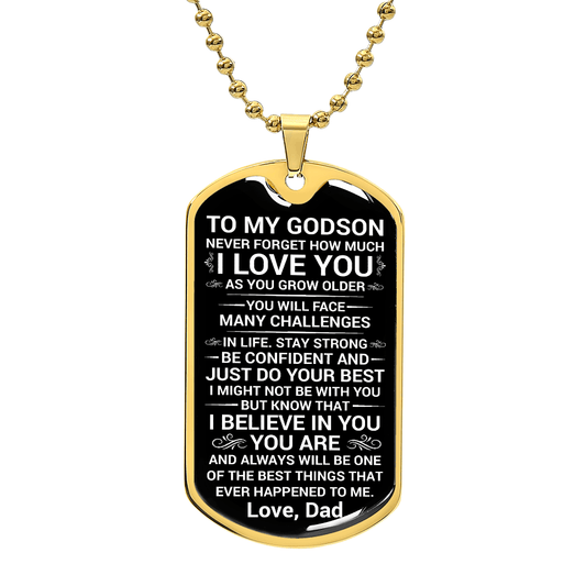 To My Godson – I Love You More Than Words Can Say Dog Tag Necklace