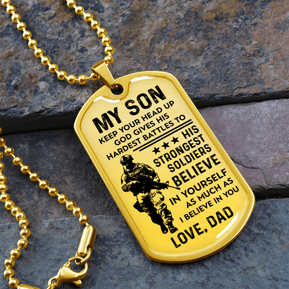 My Son – Believe In Yourself Dog Tag Necklace Gift