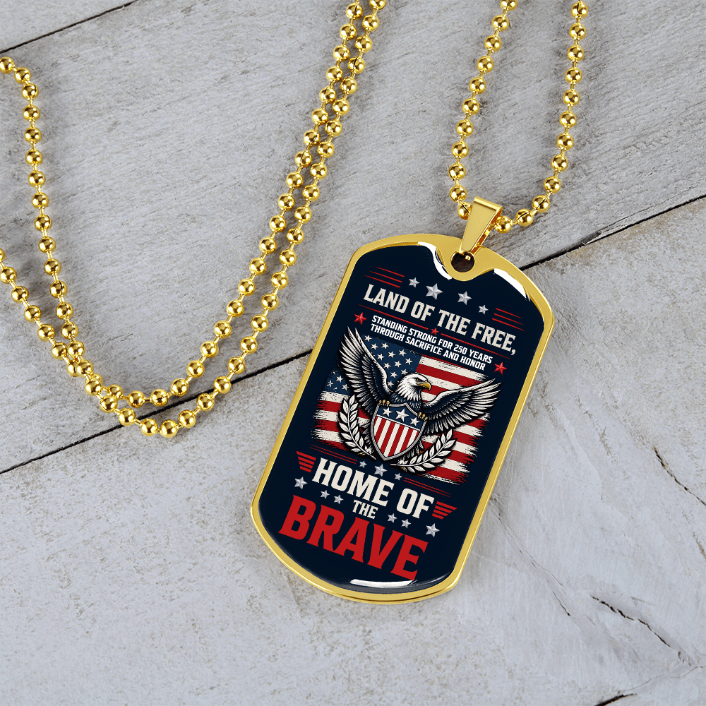 Land of the Free Dog Tag – Patriotic Veteran Gift