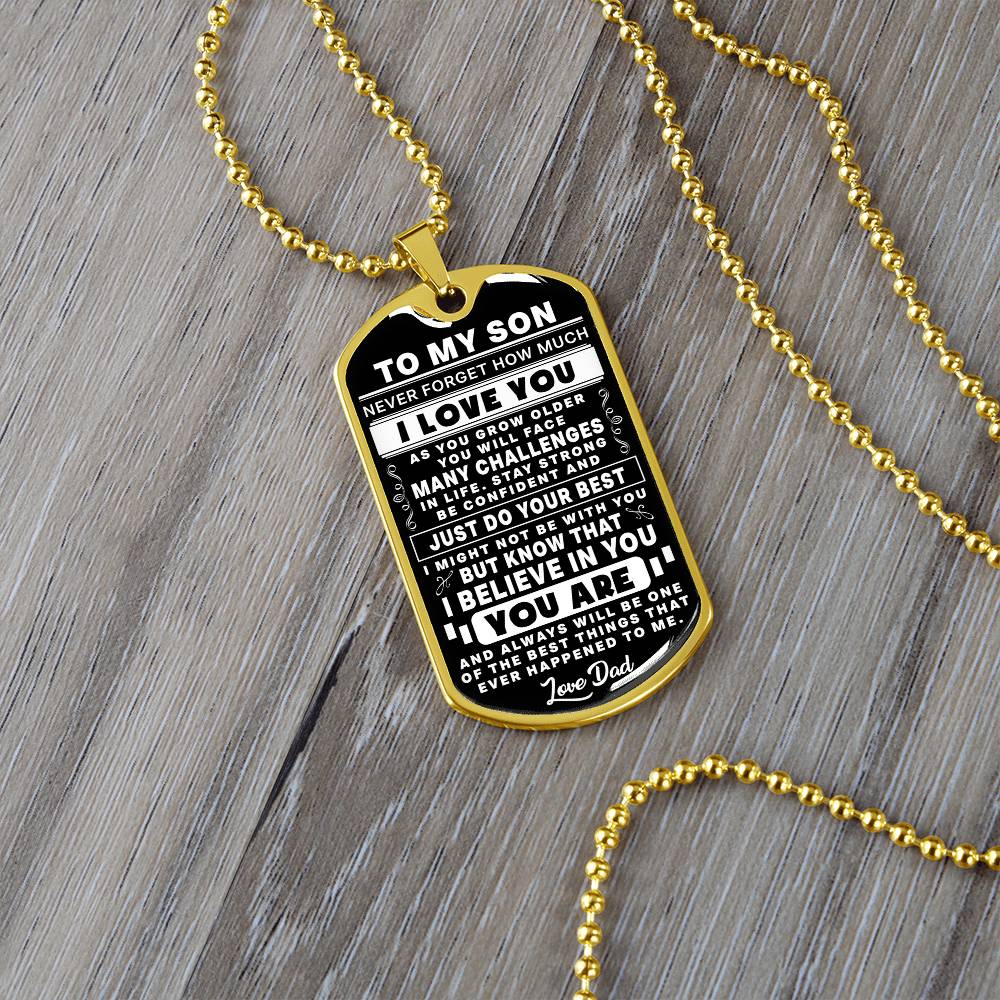 Dad to Son Dog Tag Necklace — Gift for Son