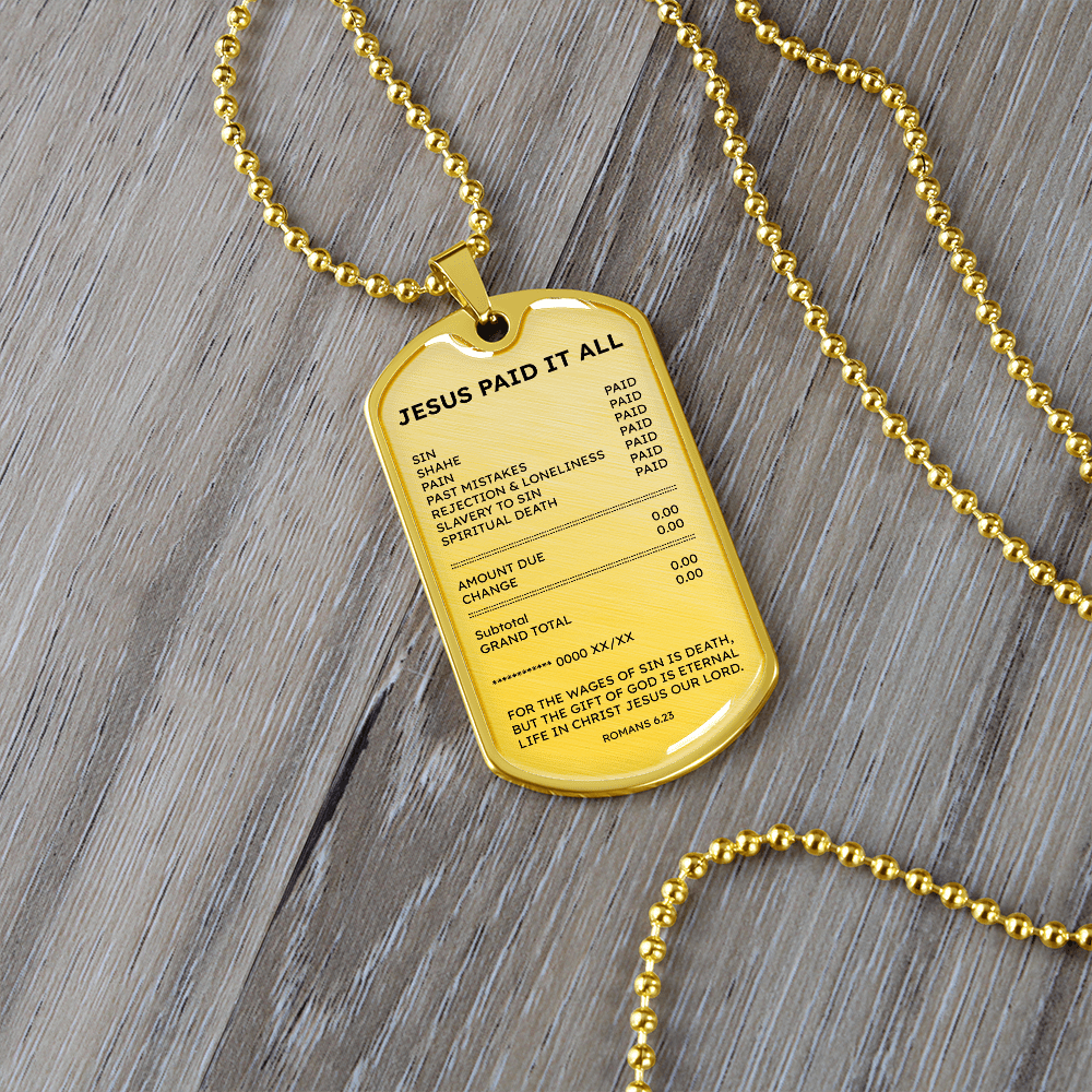 Jesus Paid It All Dog Tag Necklace – Faith Gift