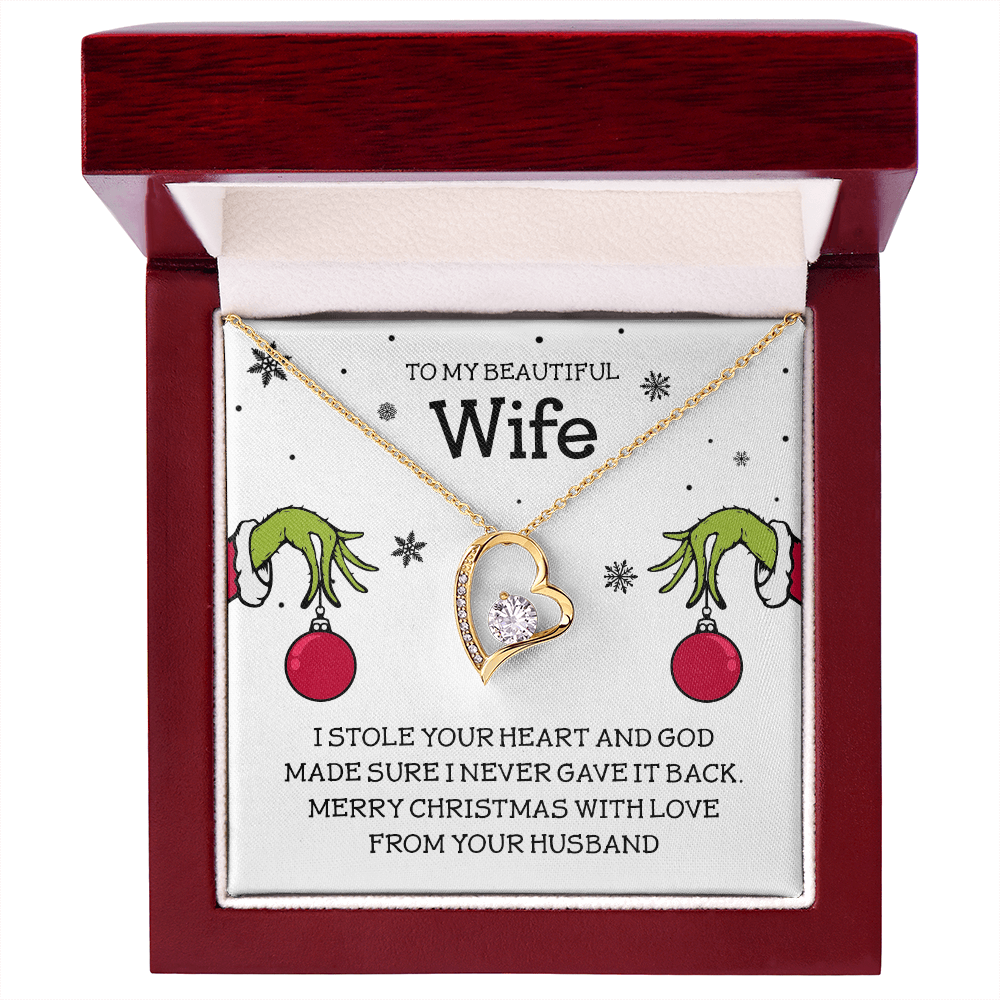 To My Beautiful Wife – I Stole Your Heart Forever Love Necklace