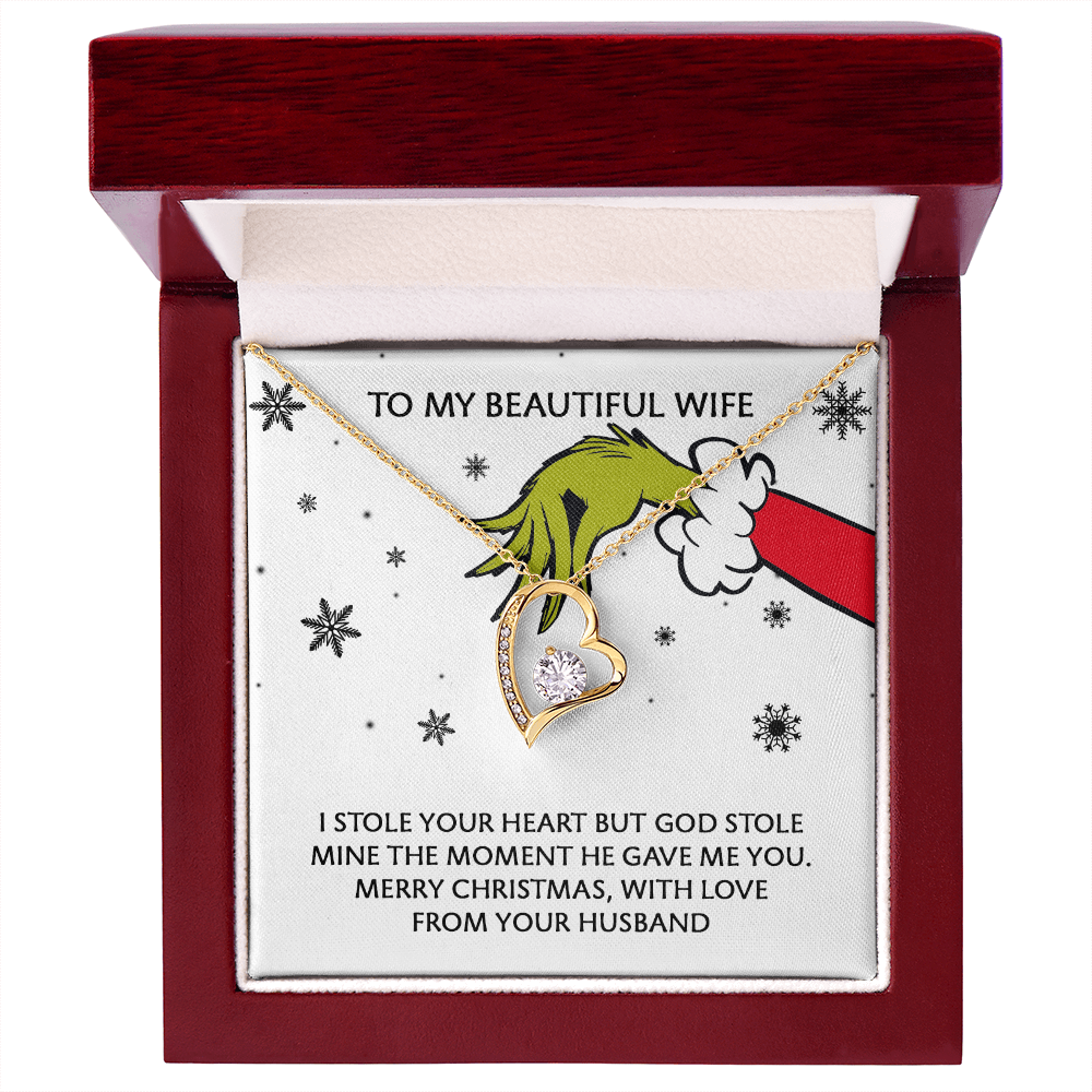 To My Beautiful Wife – I Stole Your Heart Christmas Forever Love Necklace