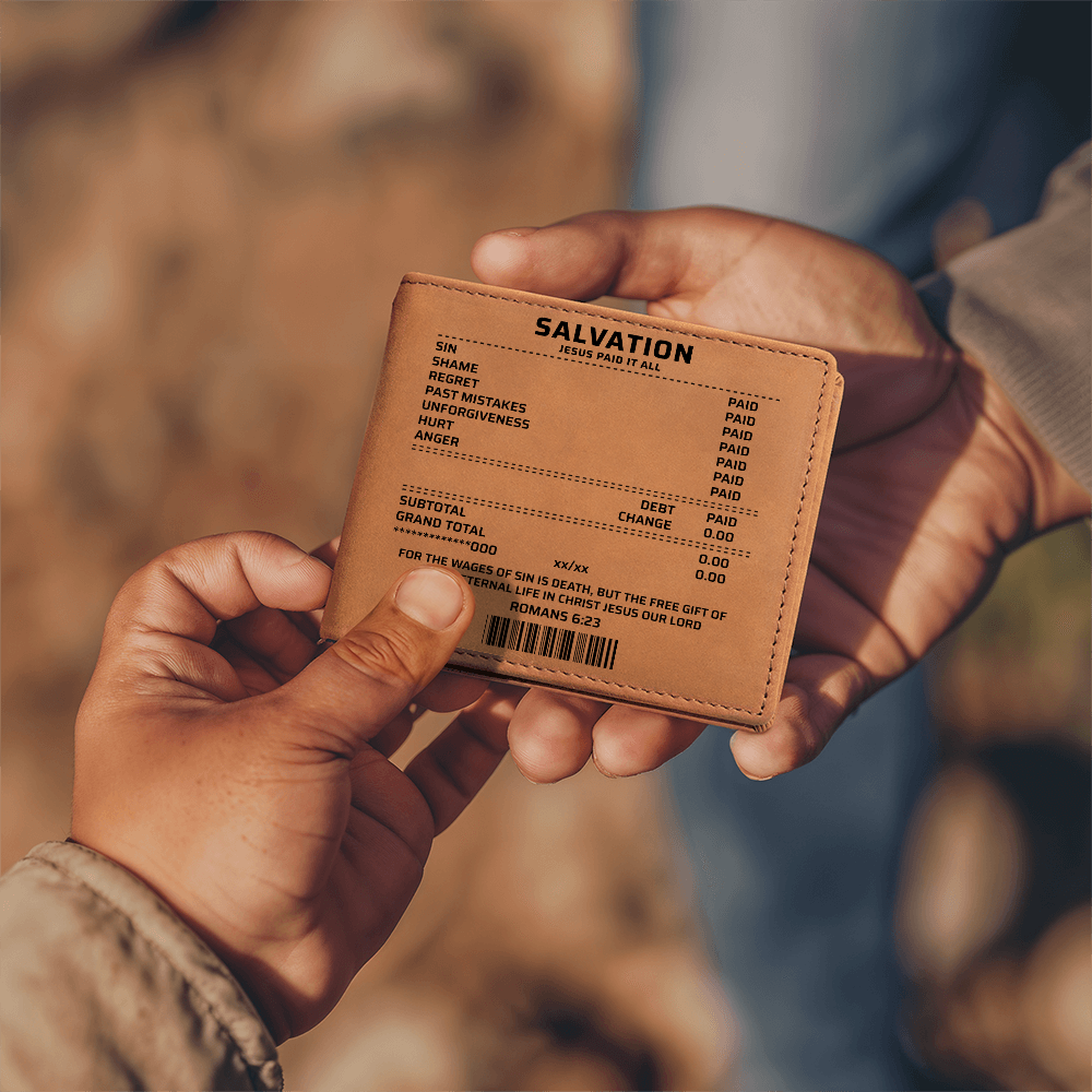 Salvation Wallet – Jesus Paid It All Christian Leather Wallet