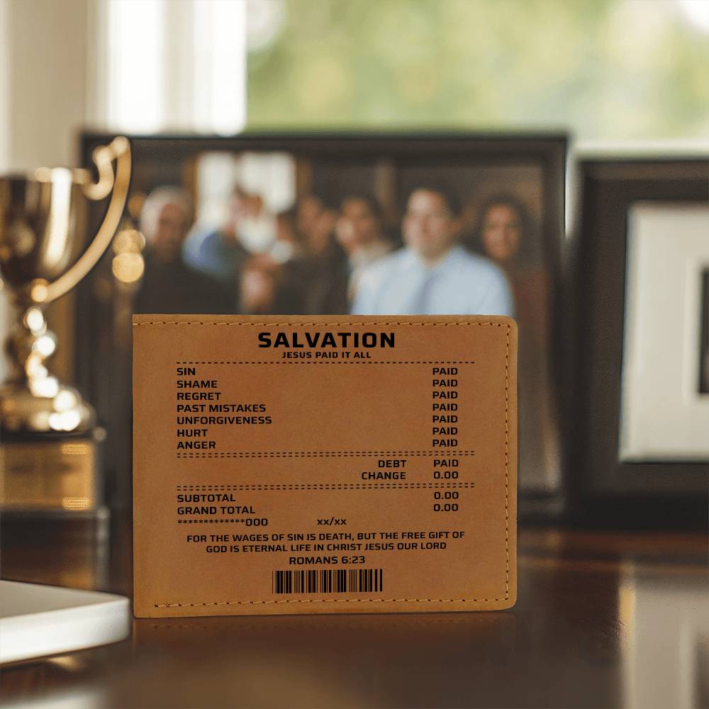 Salvation Wallet – Jesus Paid It All Christian Leather Wallet