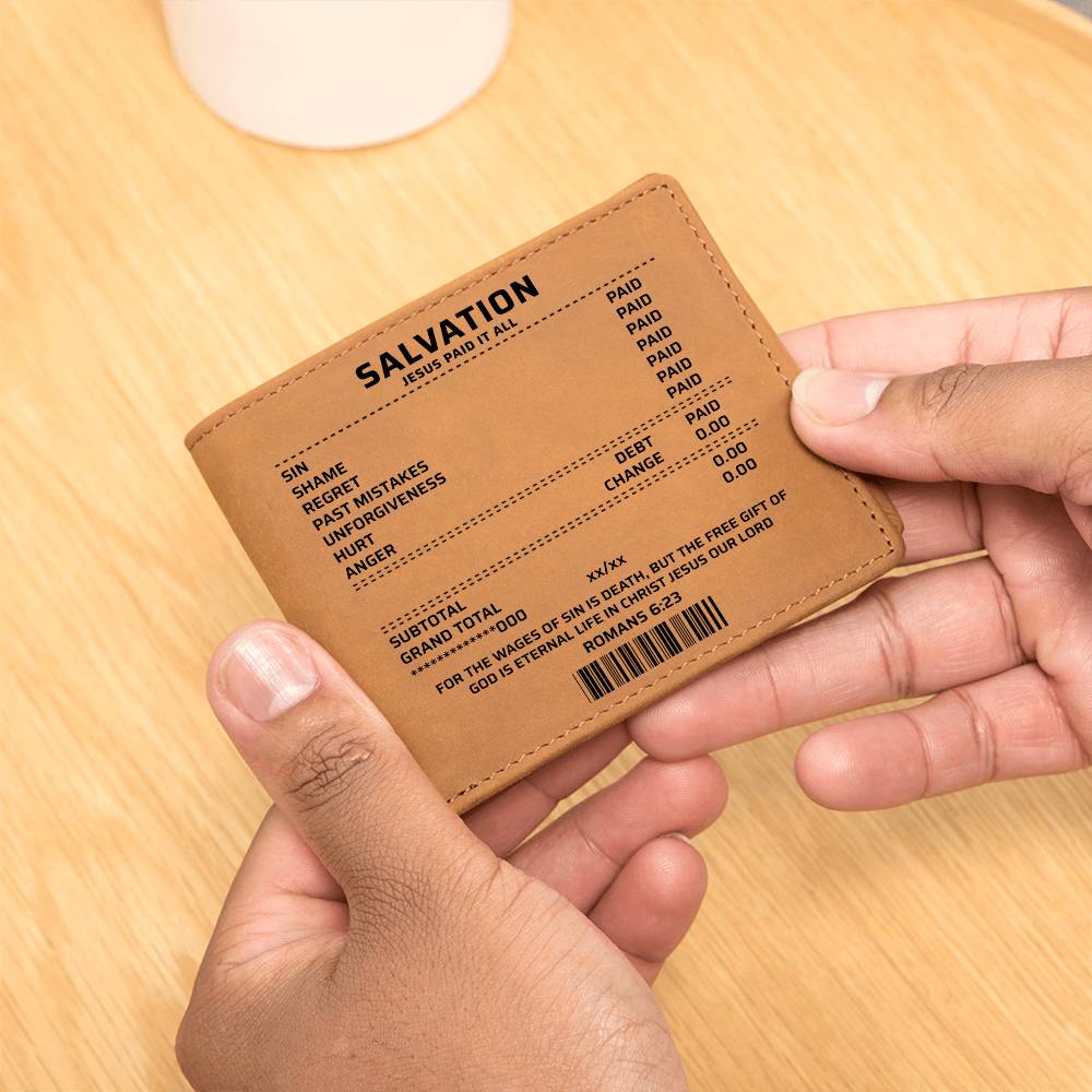 Salvation Wallet – Jesus Paid It All Christian Leather Wallet