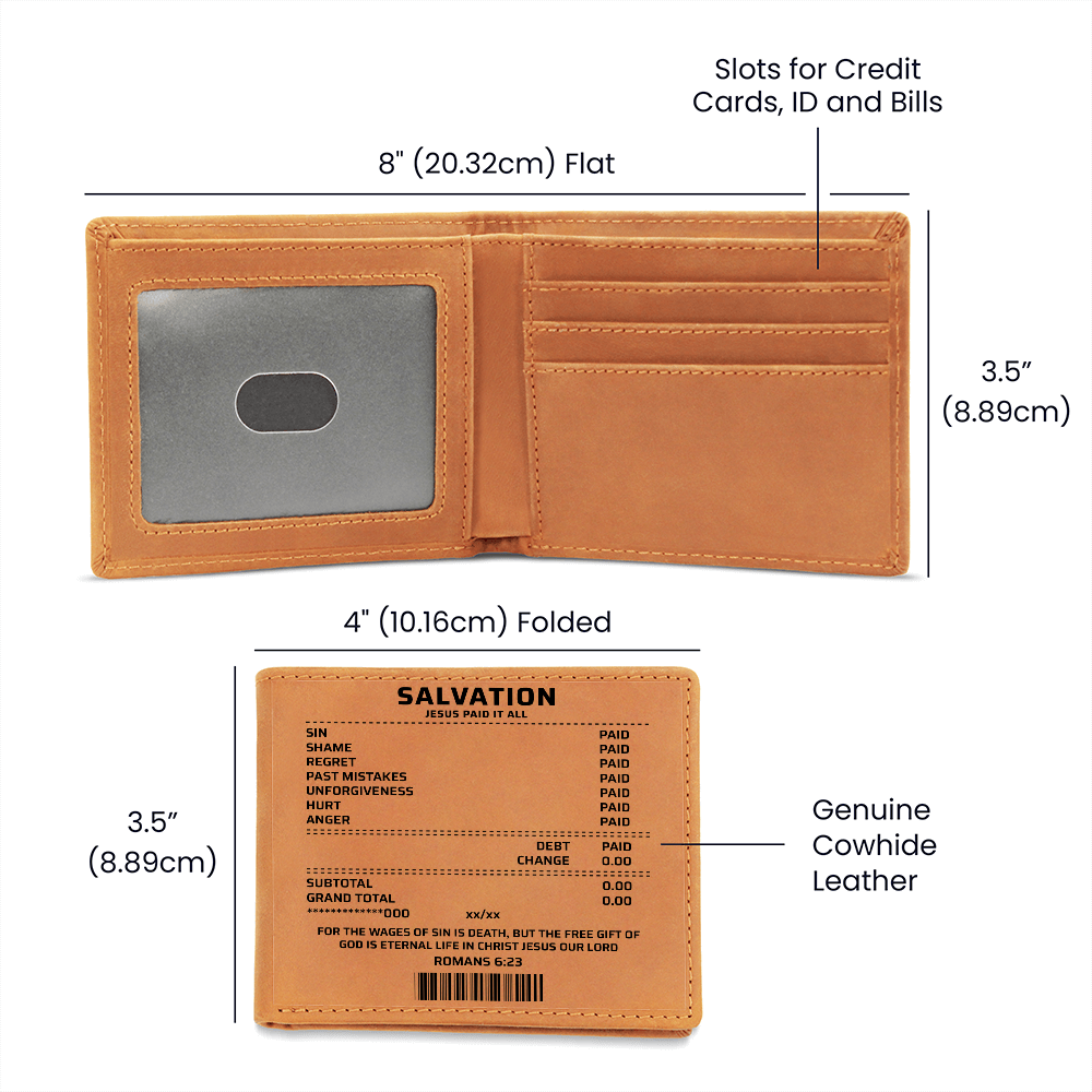 Salvation Wallet – Jesus Paid It All Christian Leather Wallet