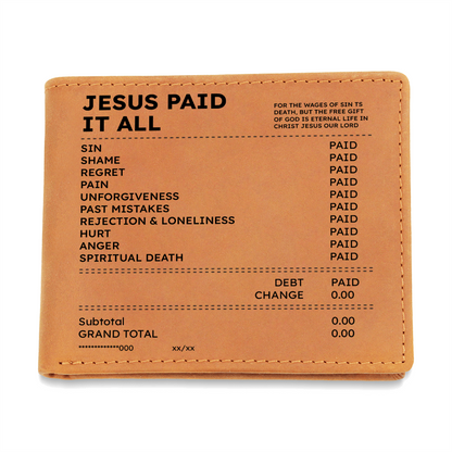 Jesus Paid It All Wallet – Christian Leather Wallet