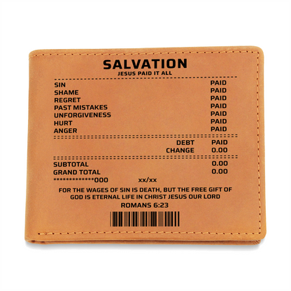 Salvation Wallet – Jesus Paid It All Christian Leather Wallet