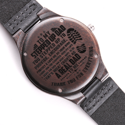To My Stepdad – You Stepped Up Like A Real Dad Wooden Watch Gift