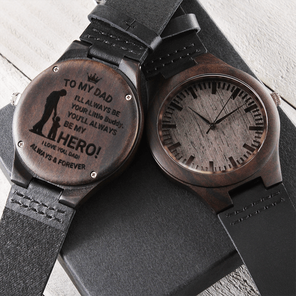 To My Dad – You Will Always Be My Hero Wooden Watch Gift For Father