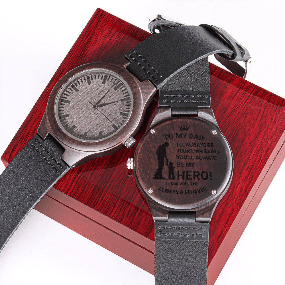 To My Dad – You Will Always Be My Hero Wooden Watch Gift For Father