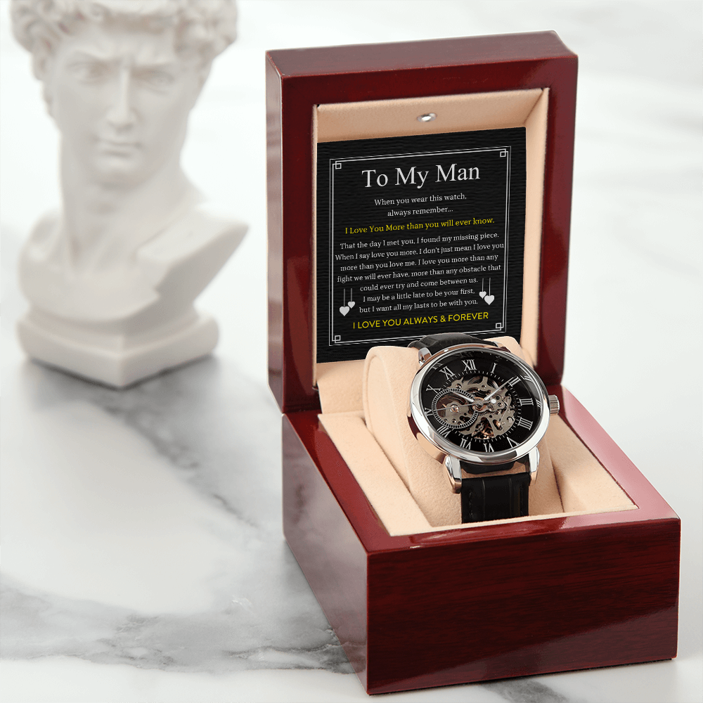 To My Man Skeleton Watch – A Timeless Gift from a Wife Who Loves Deeply