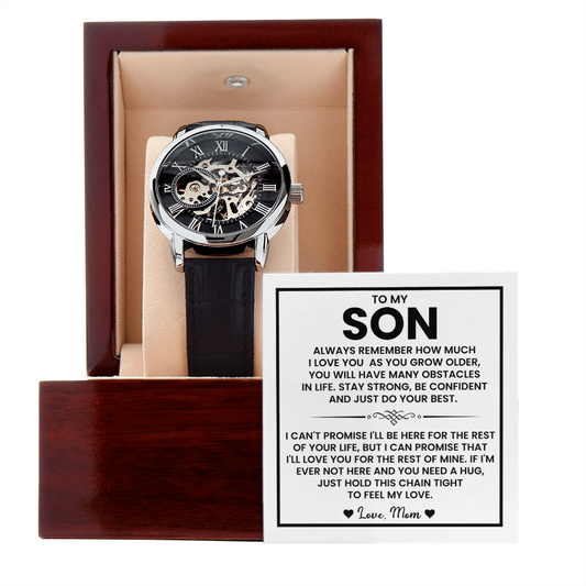 To My Son – “Just Do Your Best” Skeleton Watch From Mom