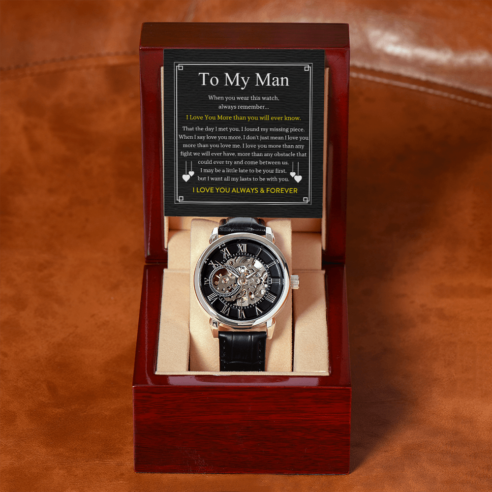 To My Man Skeleton Watch – A Timeless Gift from a Wife Who Loves Deeply