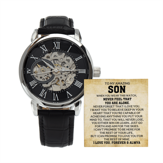 To My Son – “Never Feel That You Are Alone” Skeleton Watch Gift