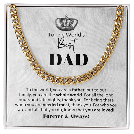 Gift For Dad – World's Best Dad Cuban Link Chain With Message Card