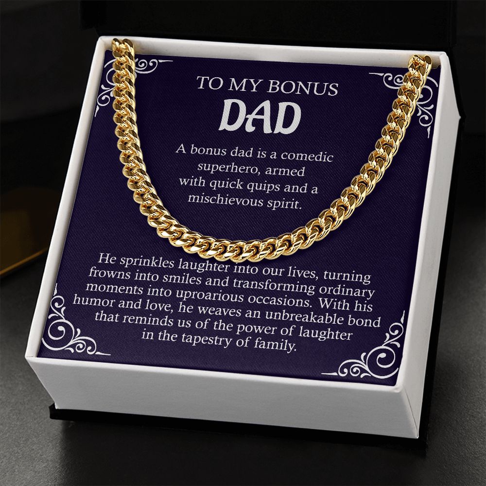 To My Bonus Dad - He Sprinkles Laughter Into our lives (Cuban Link Chain)