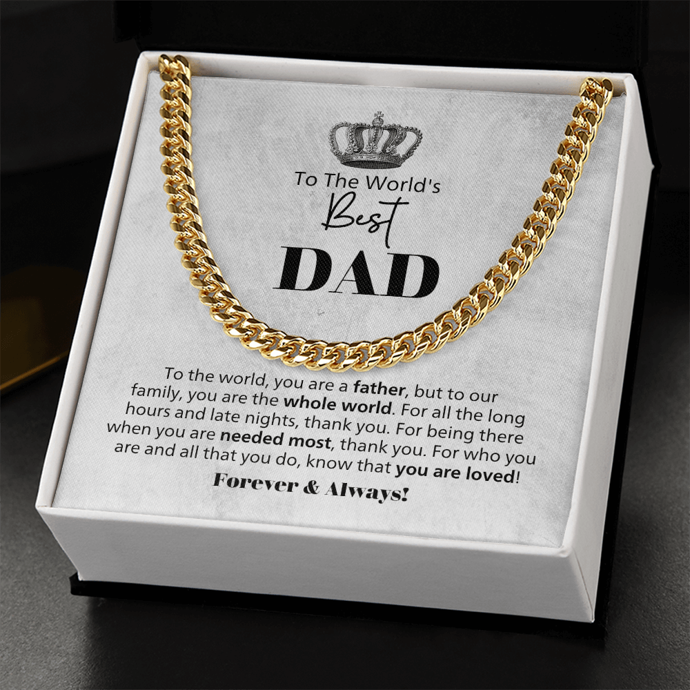 Gift For Dad – World's Best Dad Cuban Link Chain With Message Card