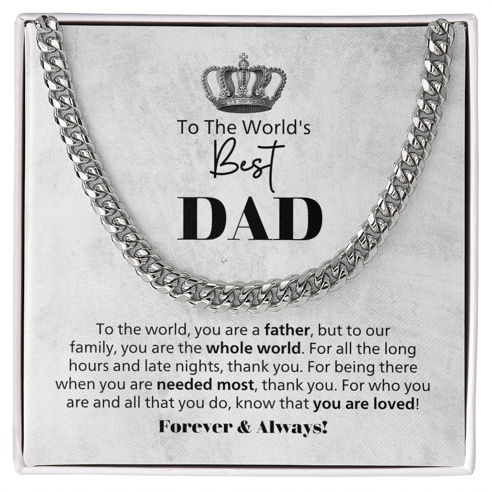 Gift For Dad – World's Best Dad Cuban Link Chain With Message Card