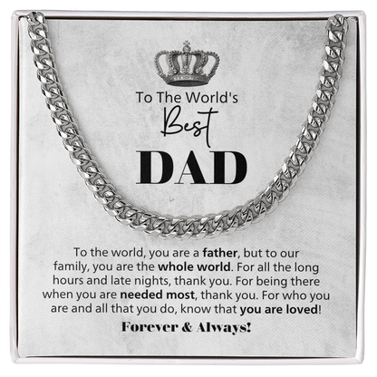 Gift For Dad – World's Best Dad Cuban Link Chain With Message Card