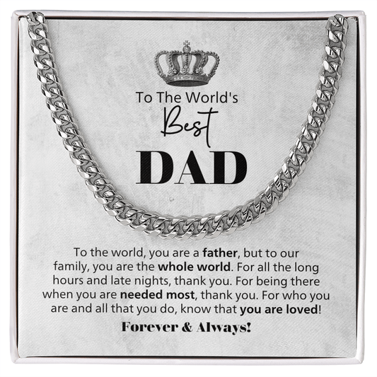 Gift For Dad – World's Best Dad Cuban Link Chain With Message Card