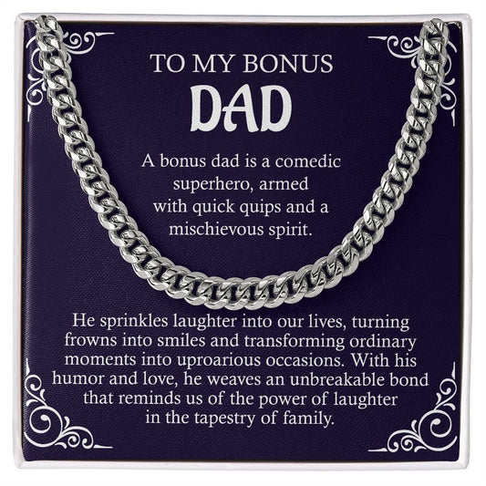 To My Bonus Dad - He Sprinkles Laughter Into our lives (Cuban Link Chain)