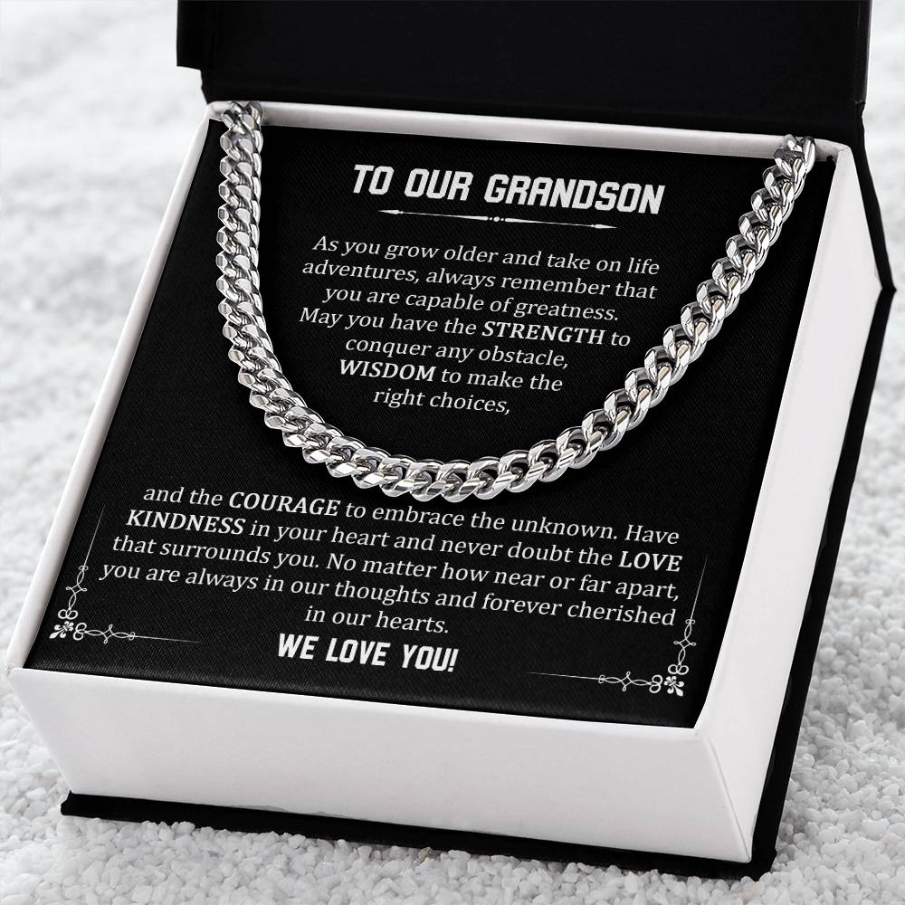 To Our Grandson - We Love You (Cuban Link Chain)