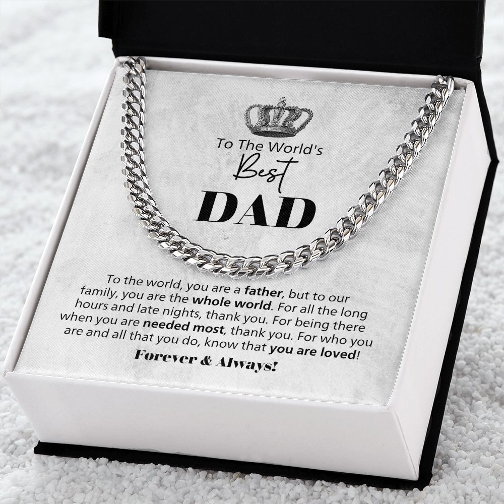 Gift For Dad – World's Best Dad Cuban Link Chain With Message Card