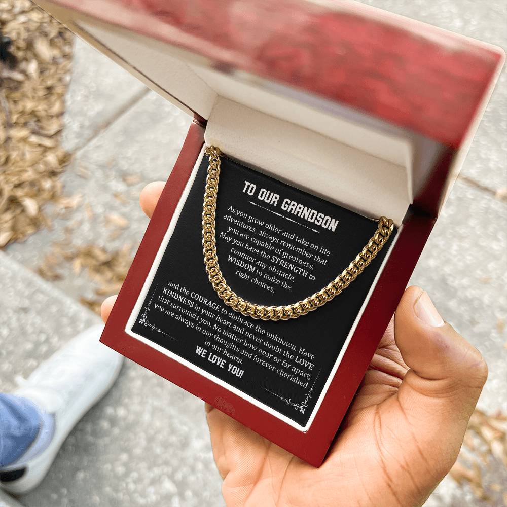 To Our Grandson - We Love You (Cuban Link Chain)