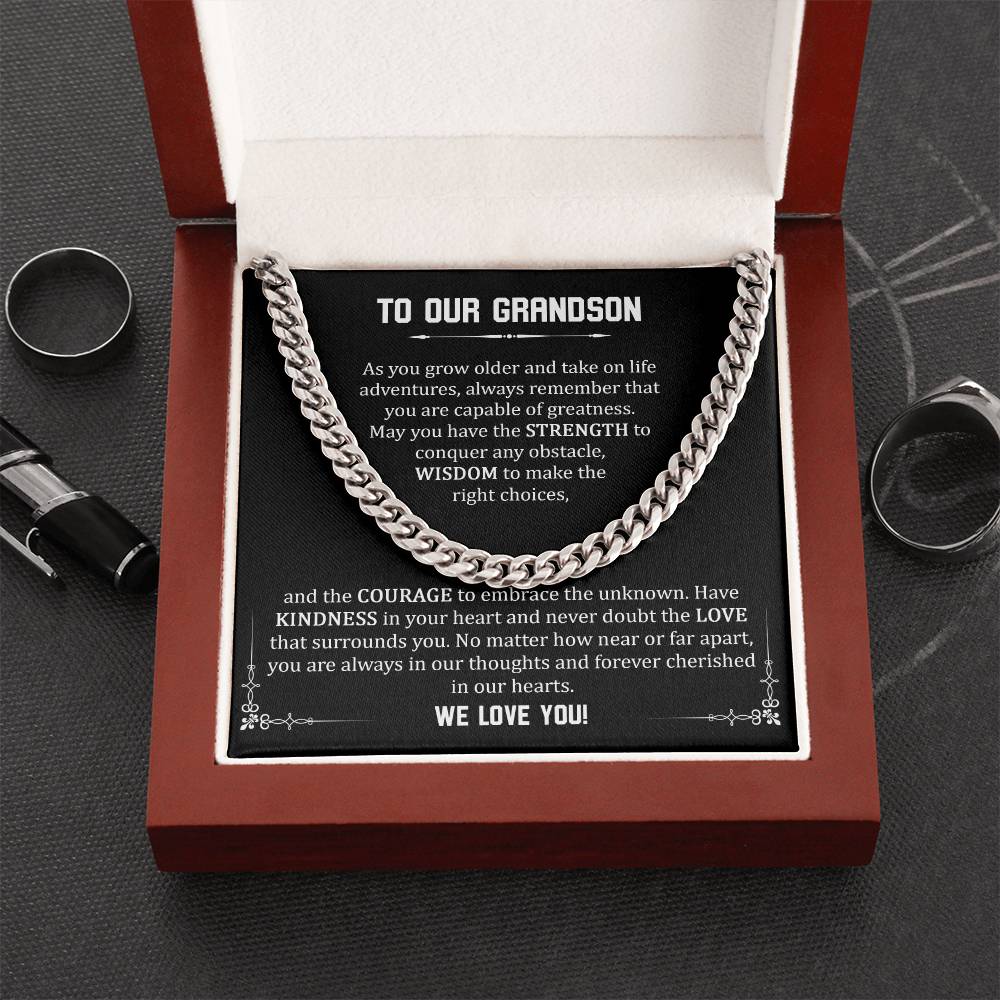 To Our Grandson - We Love You (Cuban Link Chain)