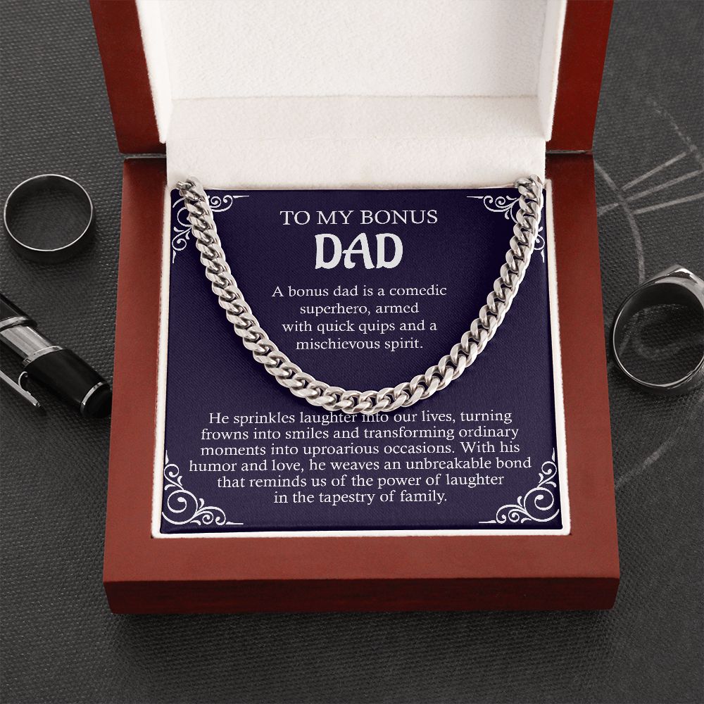 To My Bonus Dad - He Sprinkles Laughter Into our lives (Cuban Link Chain)