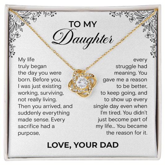 To My Daughter – You Became the Reason | Love Knot Necklace