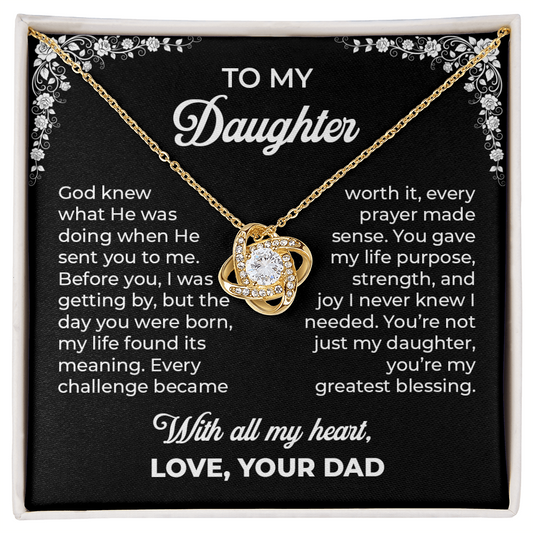 To My Daughter – You're My Greatest Blessing | Love Knot Necklace