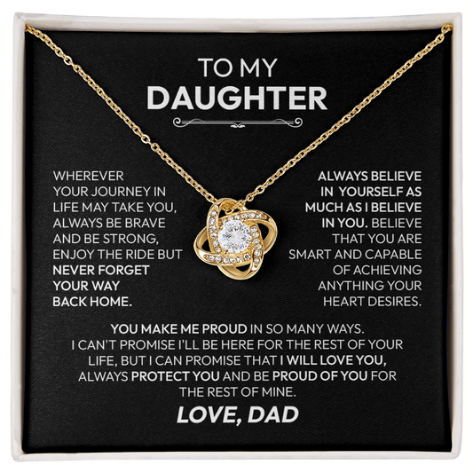 To My Daughter – You Are My Sunshine | Love Knot Necklace