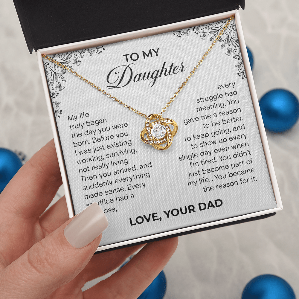 To My Daughter – You Became the Reason | Love Knot Necklace