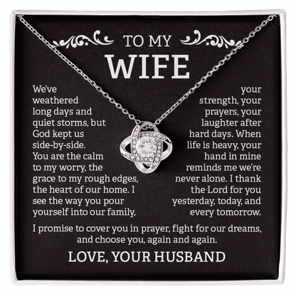 To My Wife – Love Knot Necklace from Husband | God Kept Us Side-by-Side