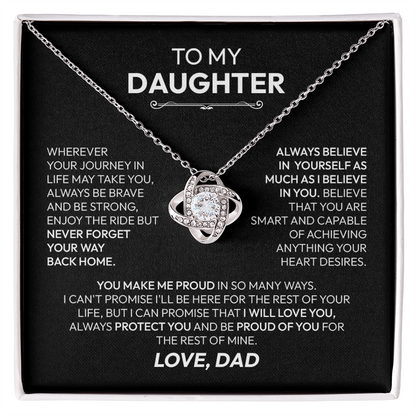 To My Daughter – You Are My Sunshine | Love Knot Necklace