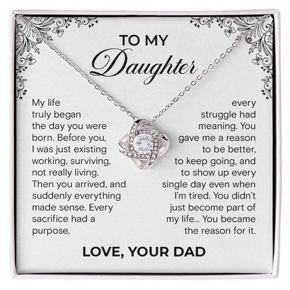 To My Daughter – You Became the Reason | Love Knot Necklace