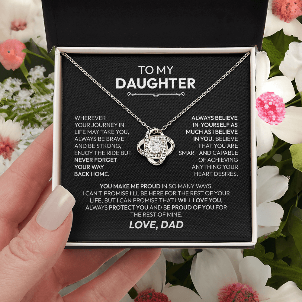 To My Daughter – You Are My Sunshine | Love Knot Necklace