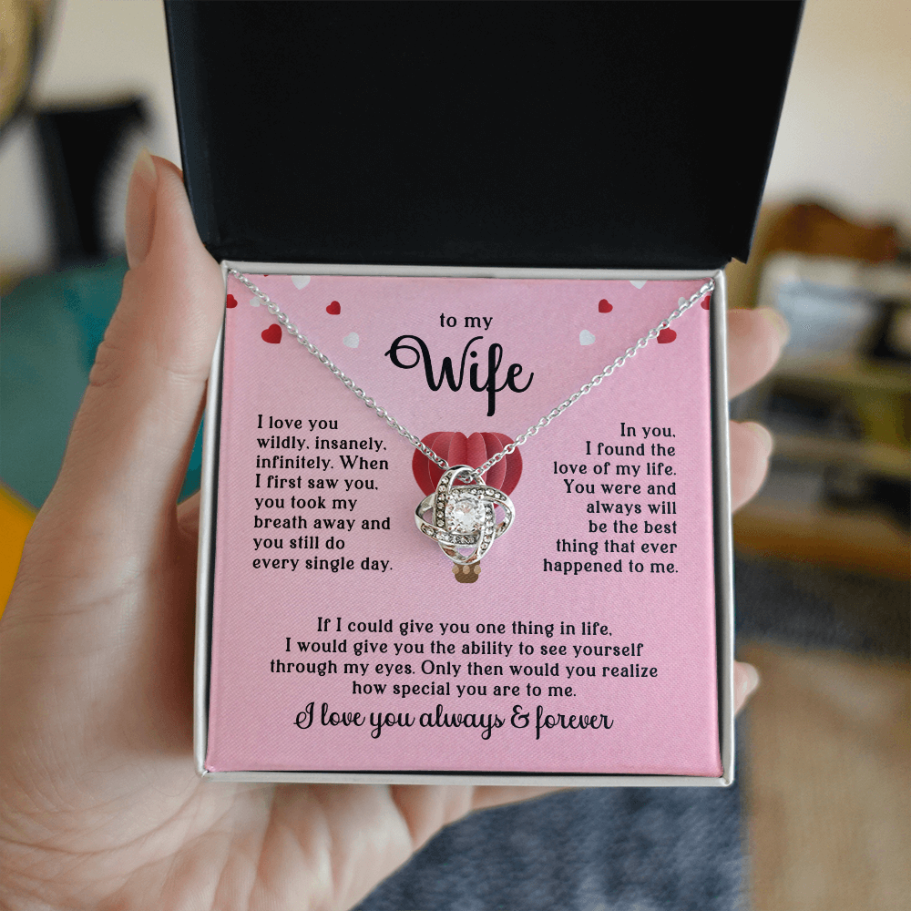 To My Wife – I Love You Wildly Love Knot Necklace